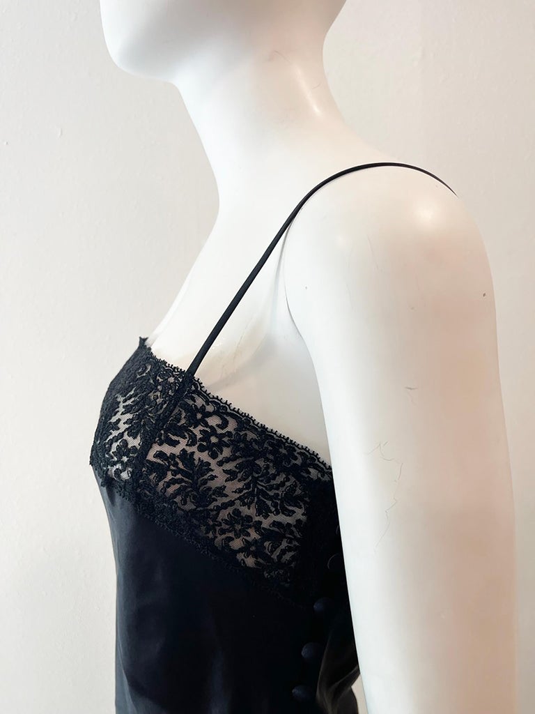 Vintage F/W 1997 Christian Dior by John Galliano Black Lace Satin Mini  Dress For Sale at 1stDibs