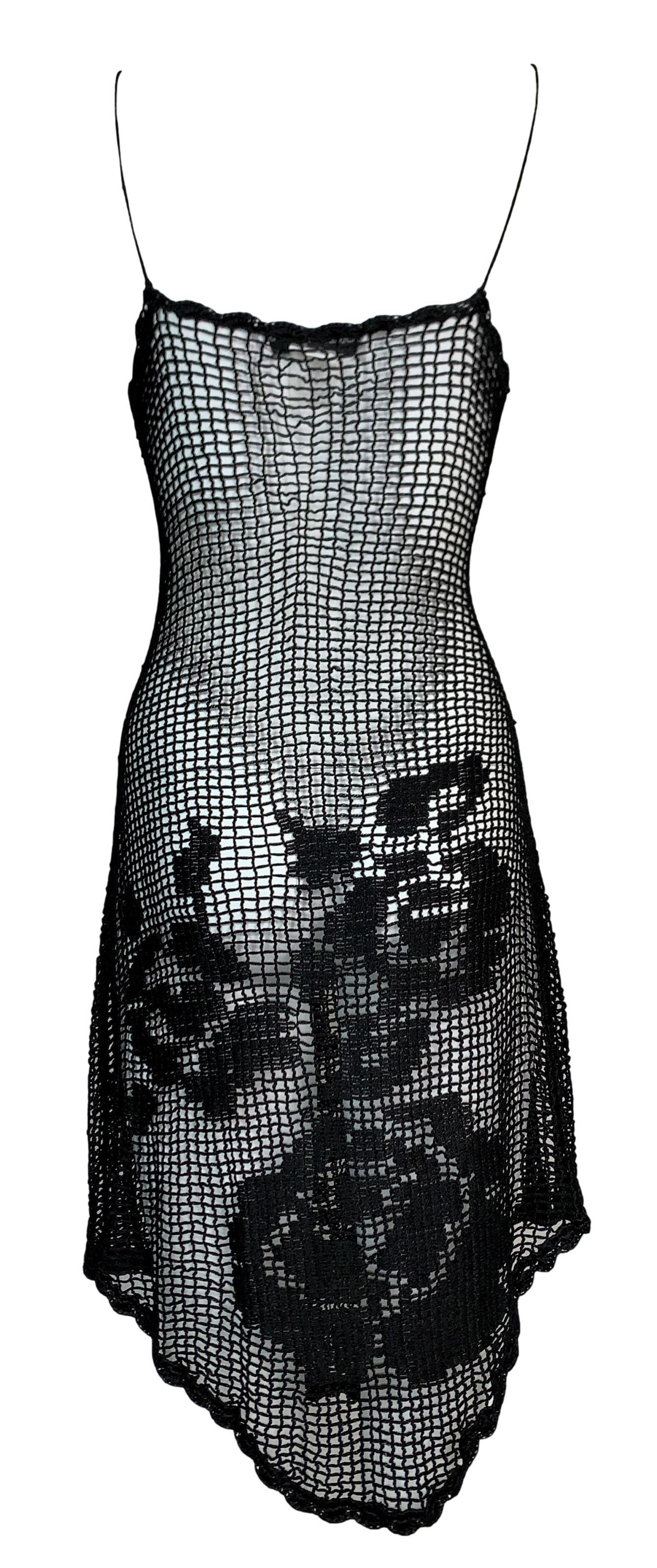 Vintage F/W 1997 Dolce & Gabbana Laufsteg Schwarzes durchsichtiges Strickkleid im Zustand „Gut“ in Yukon, OK