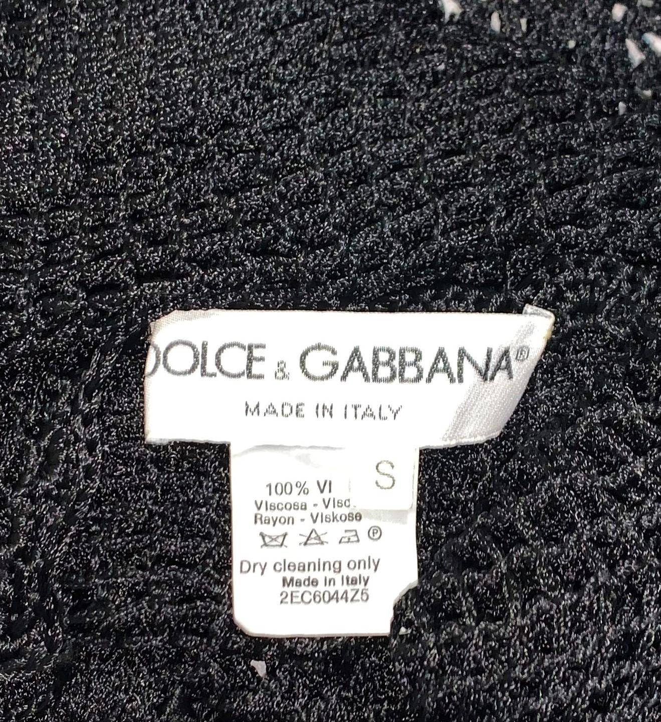 Vintage F/W 1997 Dolce & Gabbana Laufsteg Schwarzes durchsichtiges Strickkleid Damen
