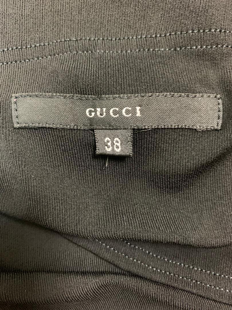Vintage F/W 1998 Gucci Tom Ford Black Strapless Gown Dress w Logo Side Belt 38 In Good Condition In Yukon, OK