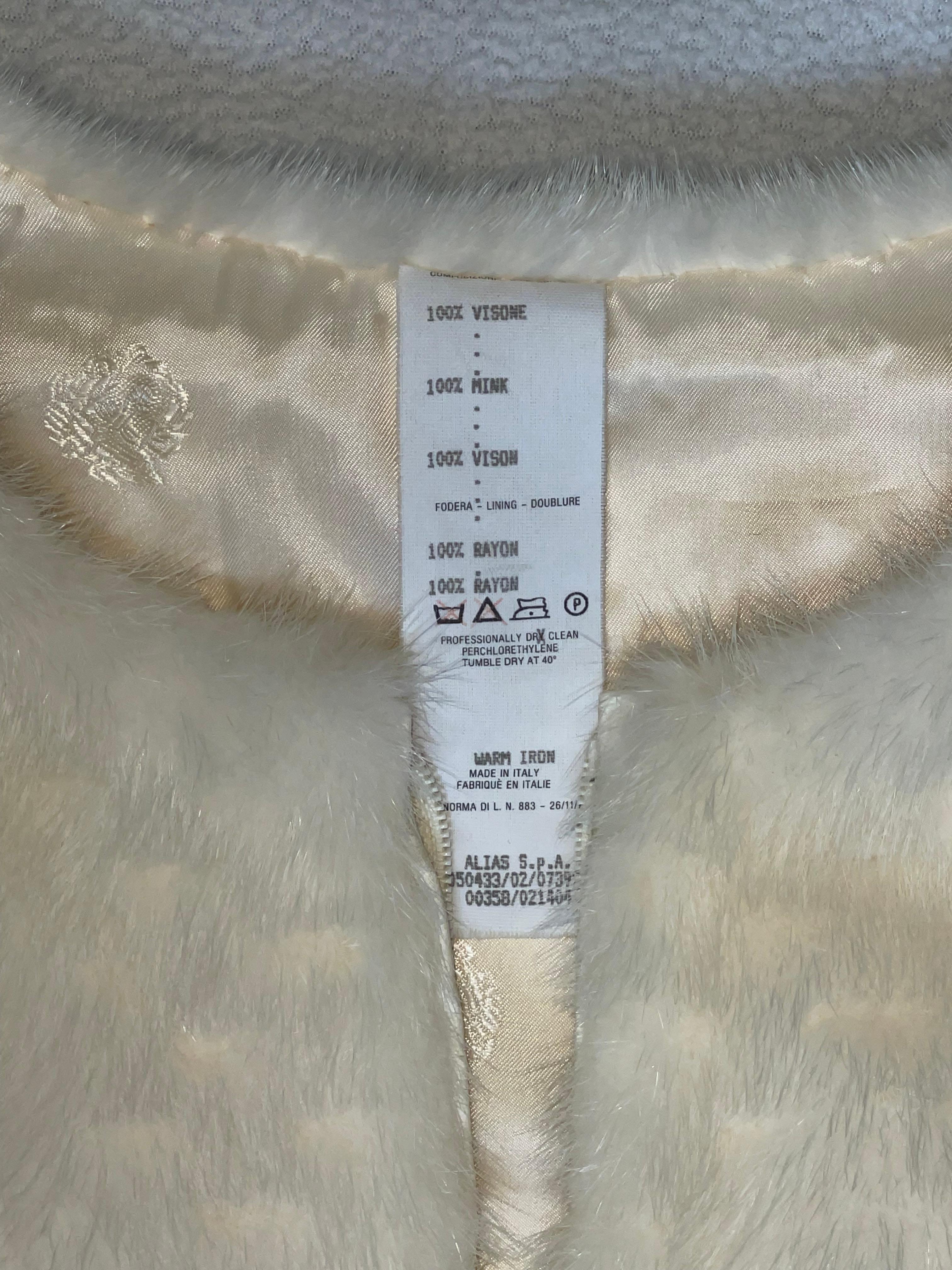 Women's Vintage F/W 1999 Gianni Versace Runway Ivory Mink Fur Vest Top