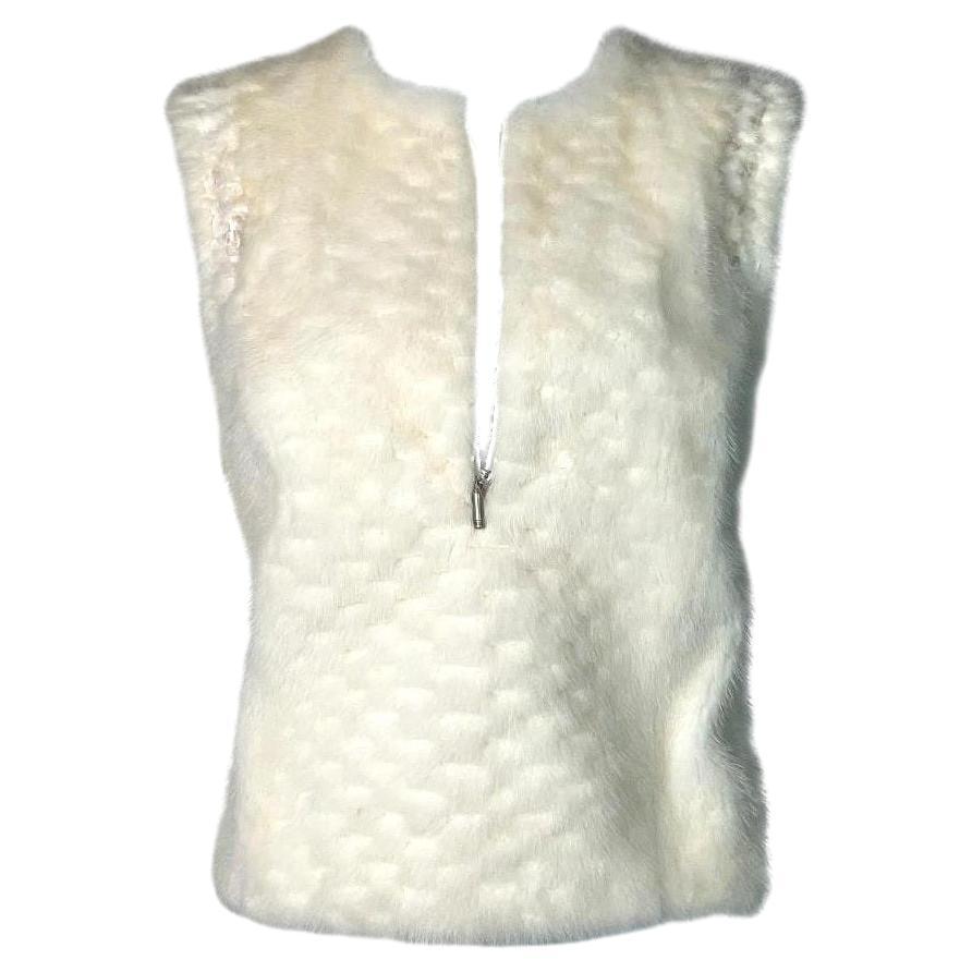 Vintage F/W 1999 Gianni Versace Runway Ivory Mink Fur Vest Top For Sale ...