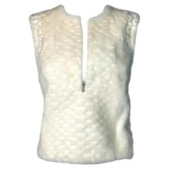 Vintage F/W 1999 Gianni Versace Runway Ivory Mink Fur Vest Top