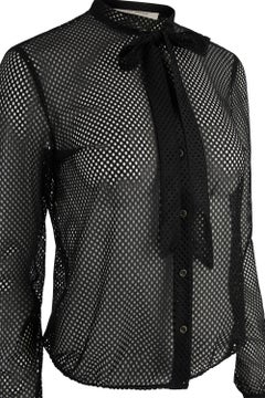 Vintage F/W 2000's Miu Miu blouse. Features an all-over perforated finish, crea