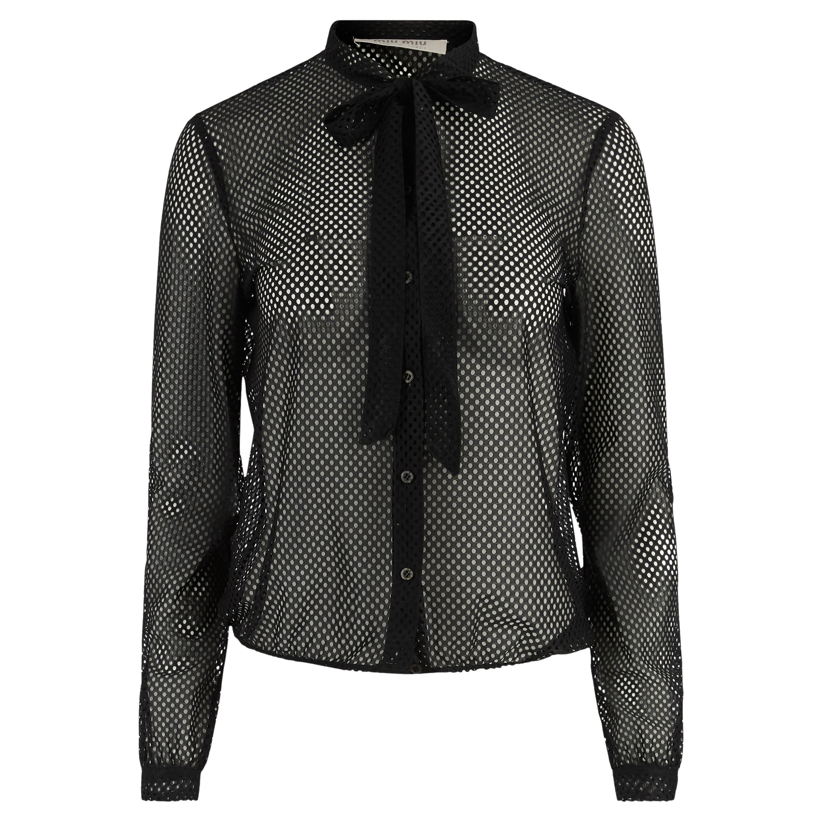 Vintage F/W 2000
s Miu Miu blouse. Features an all-over perforated finish, crea