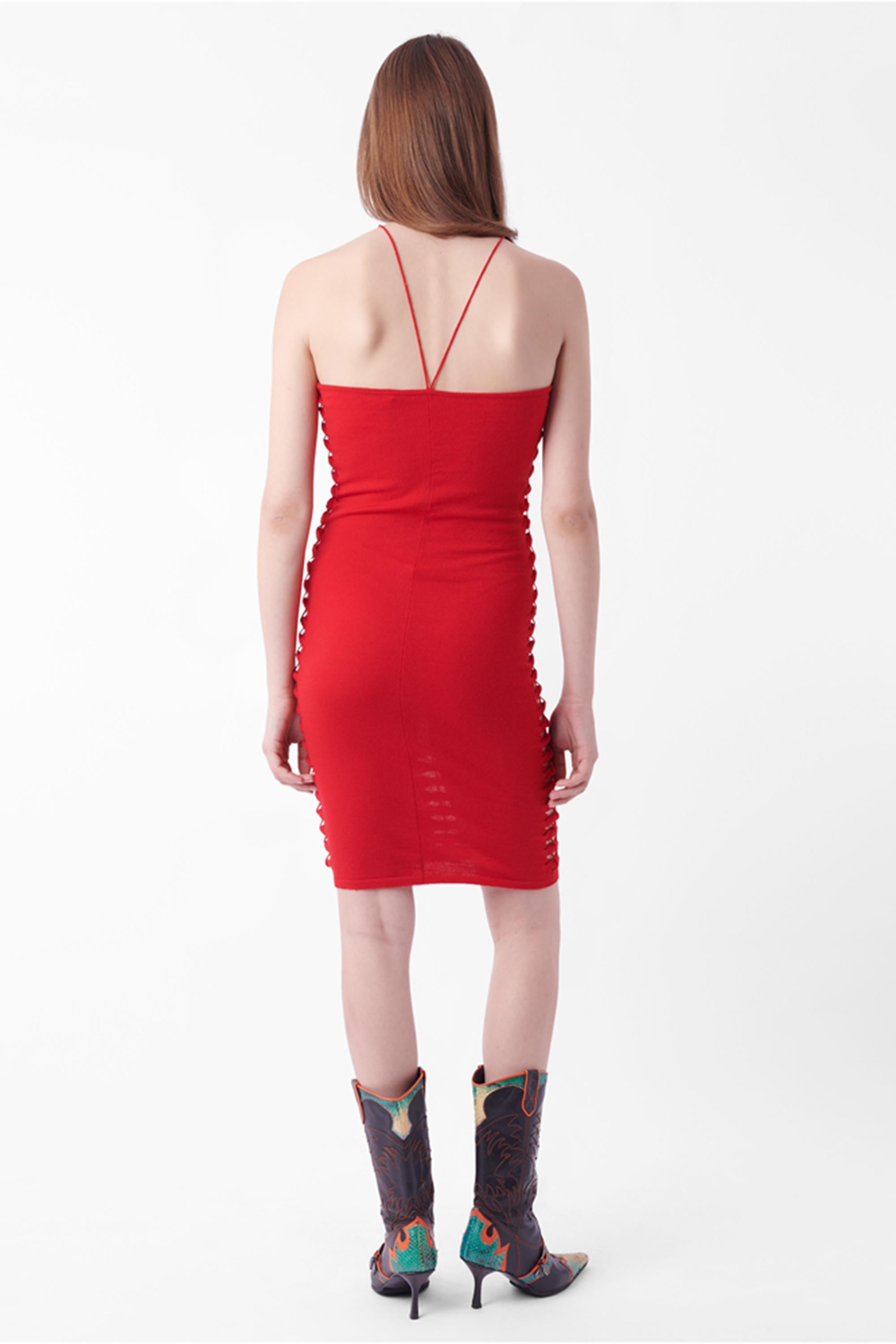 Women's or Men's Vintage John Galliano F/W 2001 Red Knit Dress For Sale