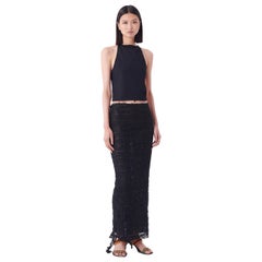 Vintage F/W 2002 Black Lace Ruffle Silk Maxi Skirt