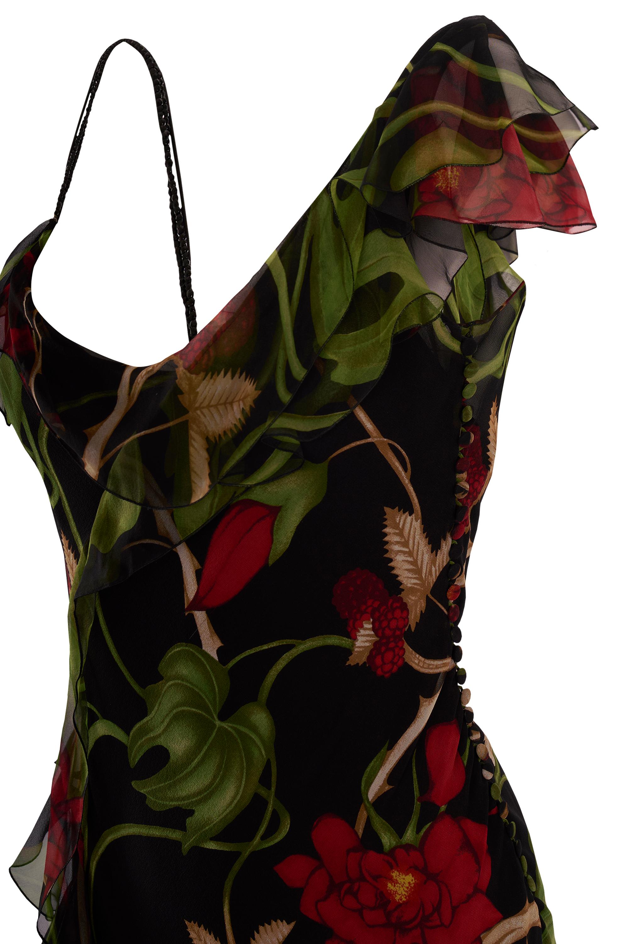 Robe en soie à fleurs coupée en biais Christian Dior par John Galliano, A/H 2002 en vente 1
