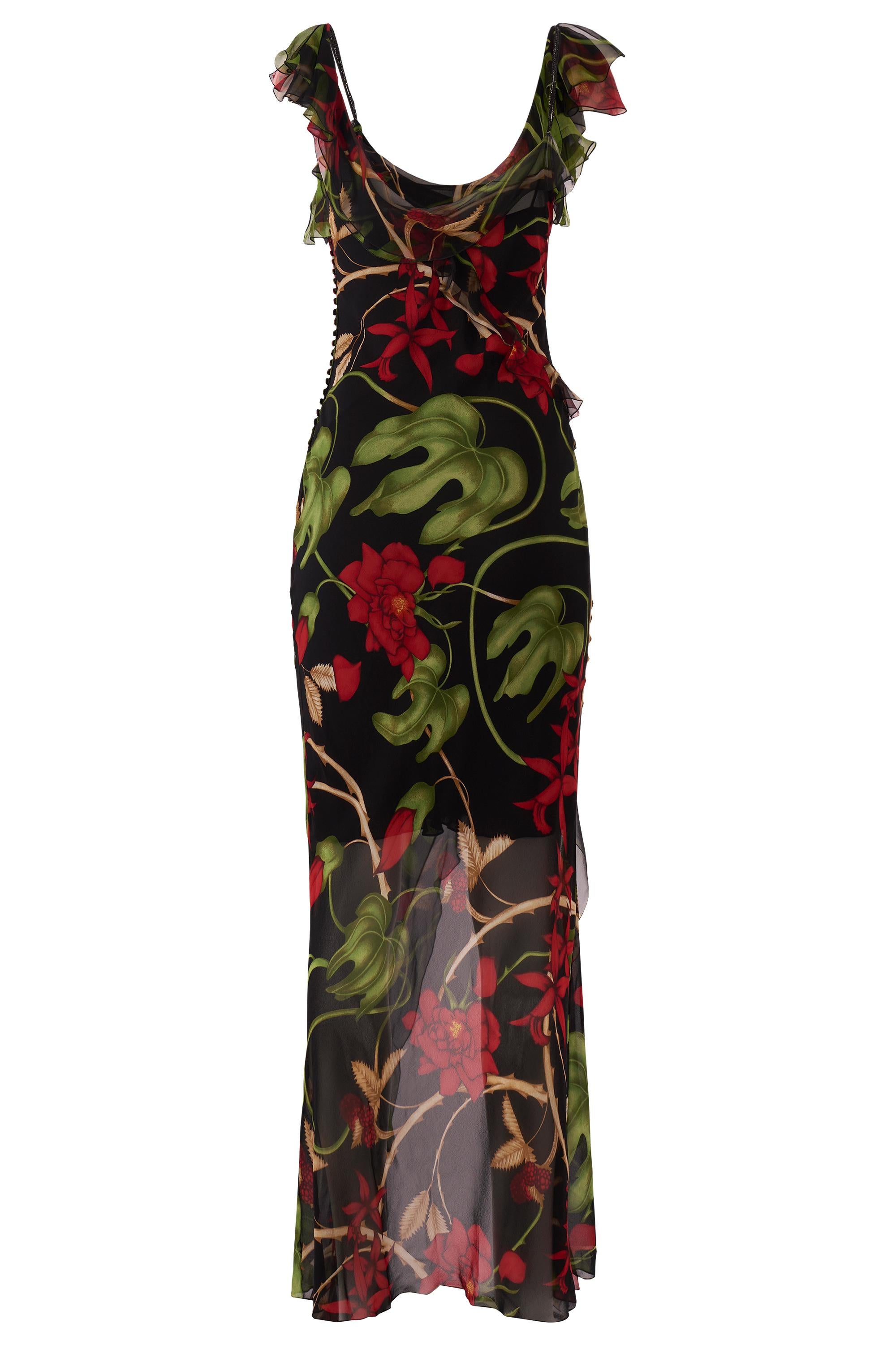 Robe en soie à fleurs coupée en biais Christian Dior par John Galliano, A/H 2002 en vente 2