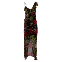 Vintage F/W 2002 Christian Dior by John Galliano Floral Bias Cut Silk Gown