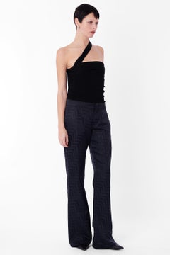 Vintage F/W 2002 Embossed Navy Silk Trousers