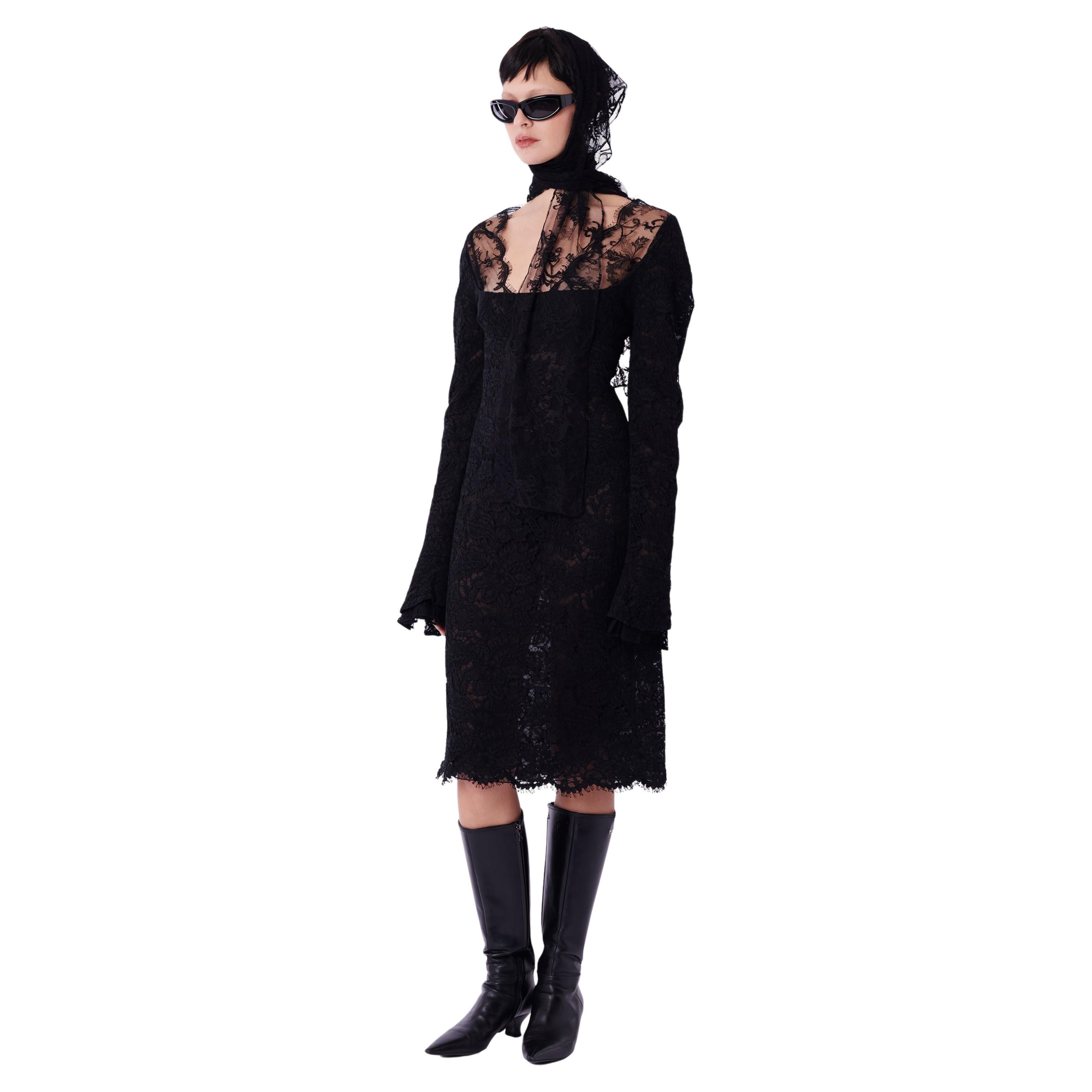 Vintage F/W 2002 Rare Runway Black Lace Dress For Sale
