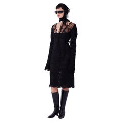 Vintage F/W 2002 Raro Vestido de Encaje Negro de Pasarela