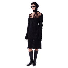 Vintage F&F 2002 Rare Runway Abito in pizzo nero