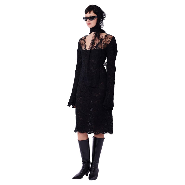 Vintage F/W 2002 Rare Runway Black Lace Dress For Sale at 1stDibs