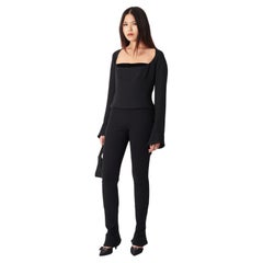 F&F Vintage 2002 Rive Gauche - Camicetta in velluto nero con nastri di seta