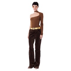 Vintage F/W 2003 Brown Velvet Zip Trousers