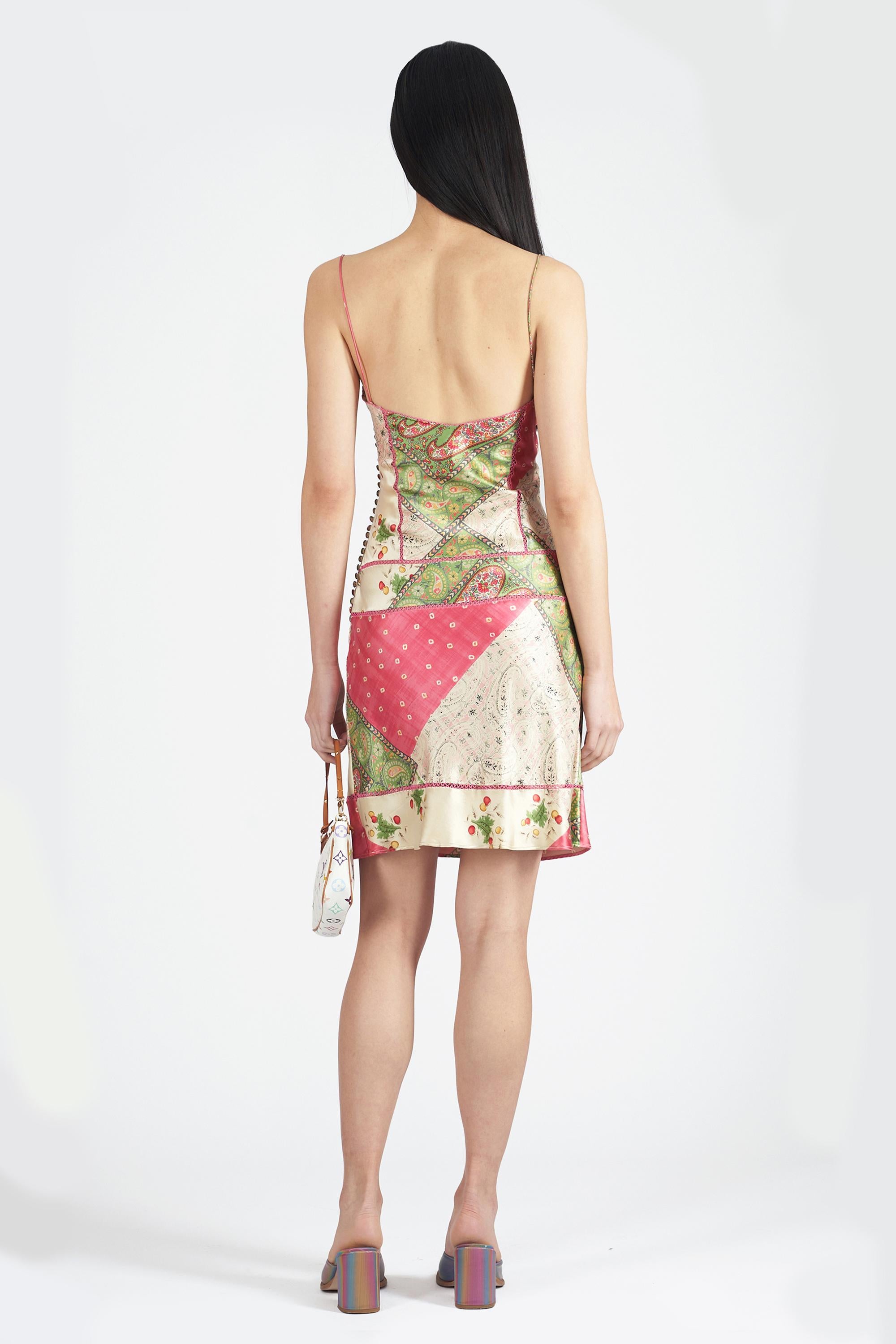 Beige Vintage John Galliano for Christian Dior F/W 2003 Floral Slip Dress For Sale