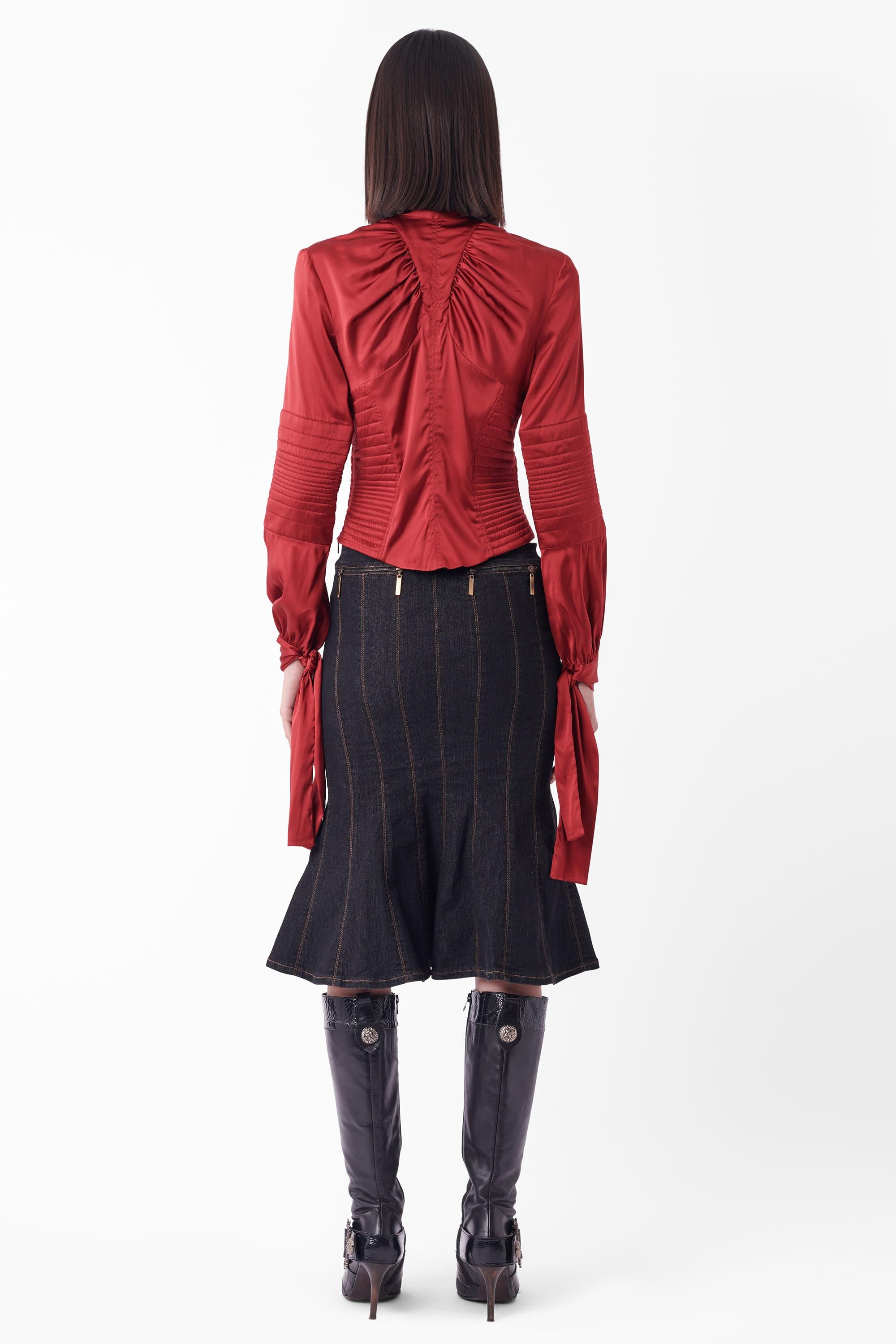 Vintage H/W 2003 Rote Korsettbluse aus Seide im Zustand „Hervorragend“ im Angebot in London, GB