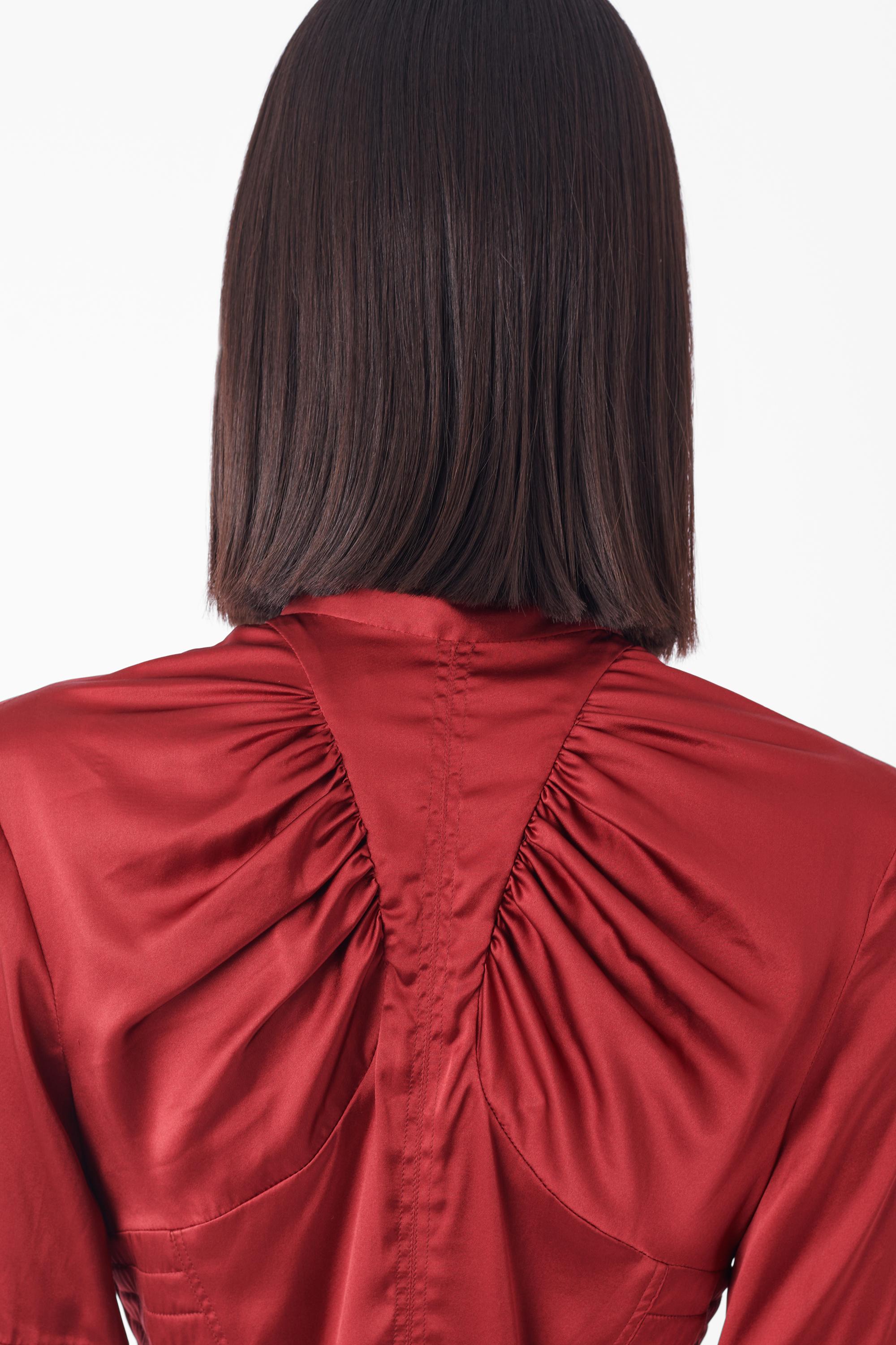 Vintage H/W 2003 Rote Korsettbluse aus Seide für Damen oder Herren im Angebot
