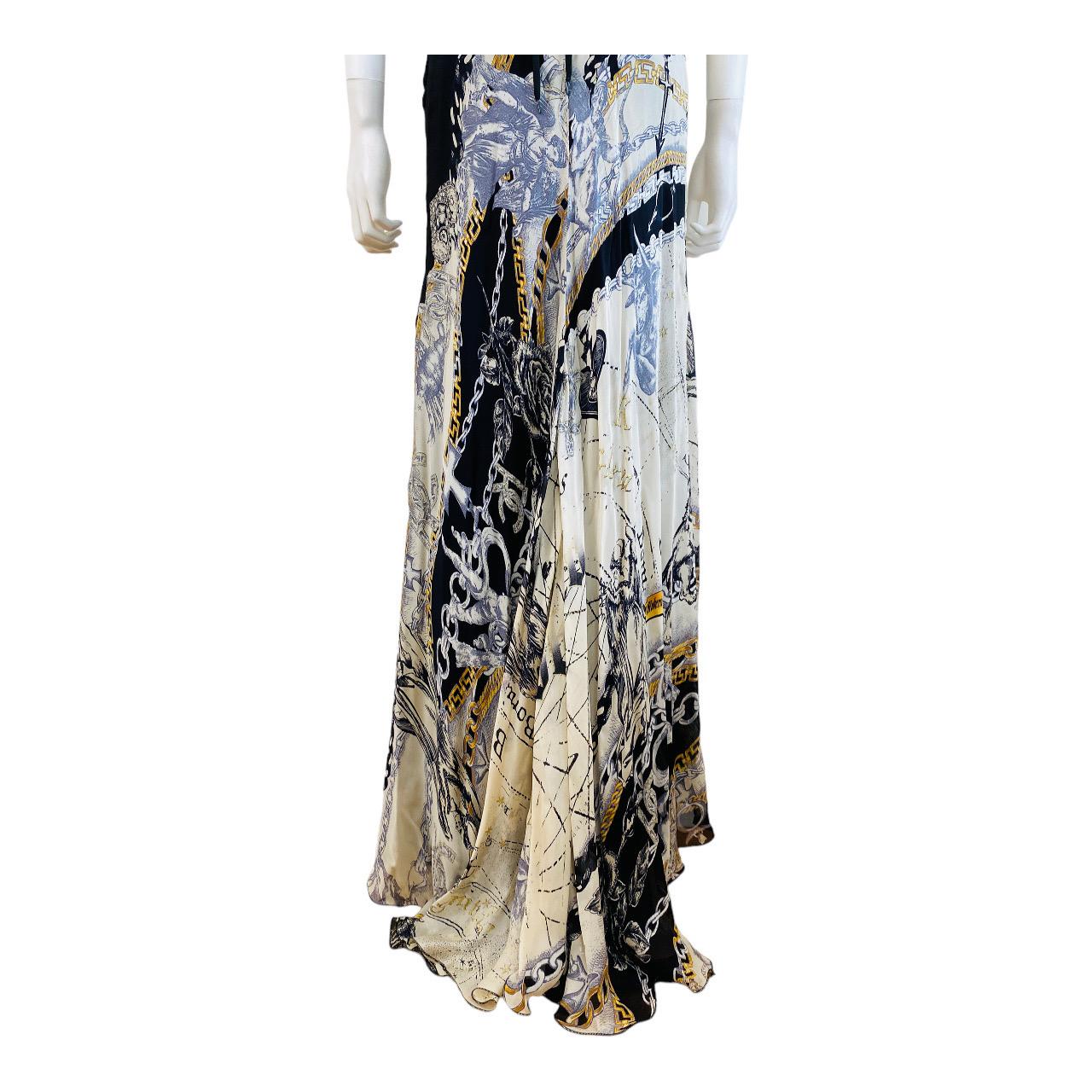 Vintage F/W 2003 Y2K Roberto Cavalli Silk Constellation Dress Gown Lace Up Back For Sale 8