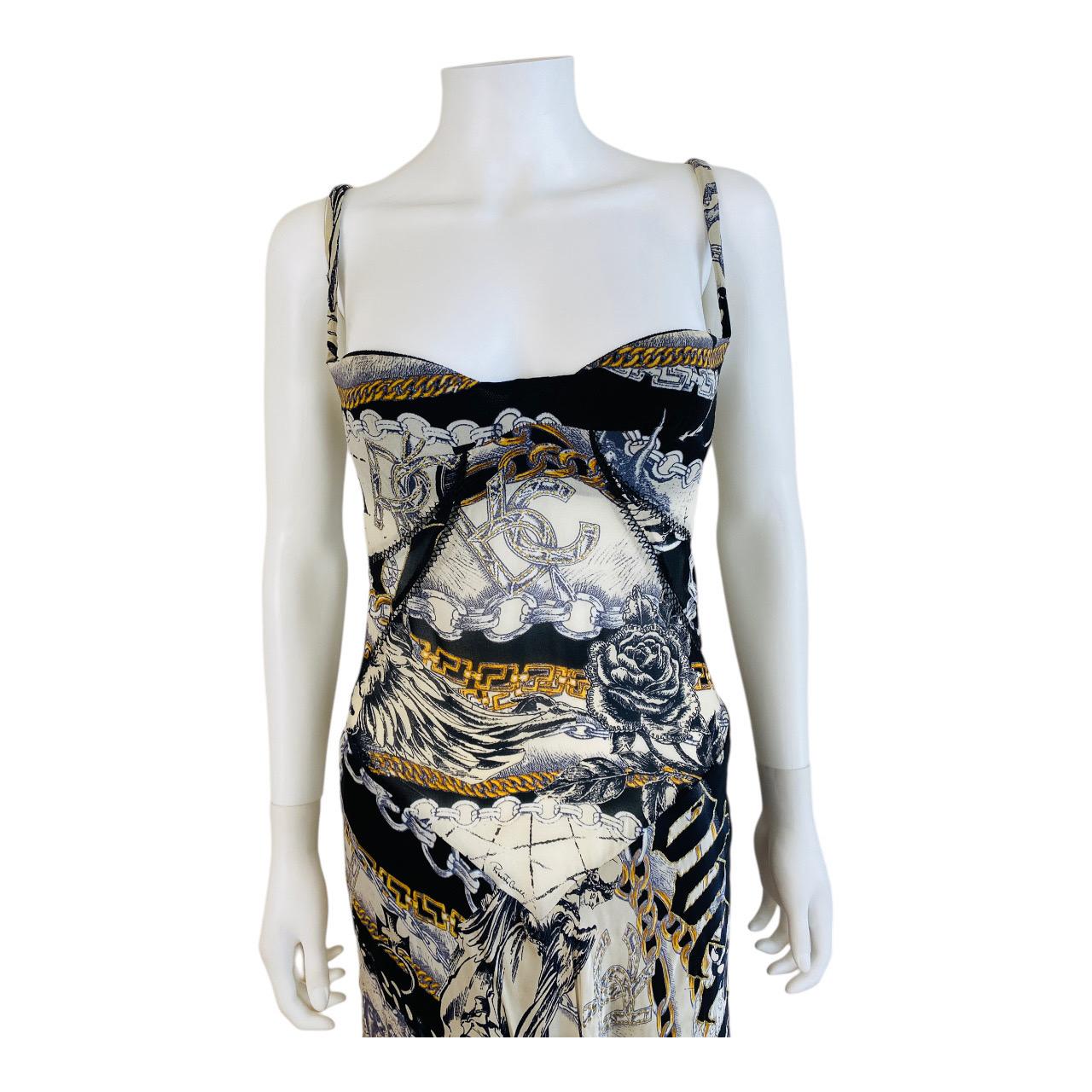 Gray Vintage F/W 2003 Y2K Roberto Cavalli Silk Constellation Dress Gown Lace Up Back For Sale