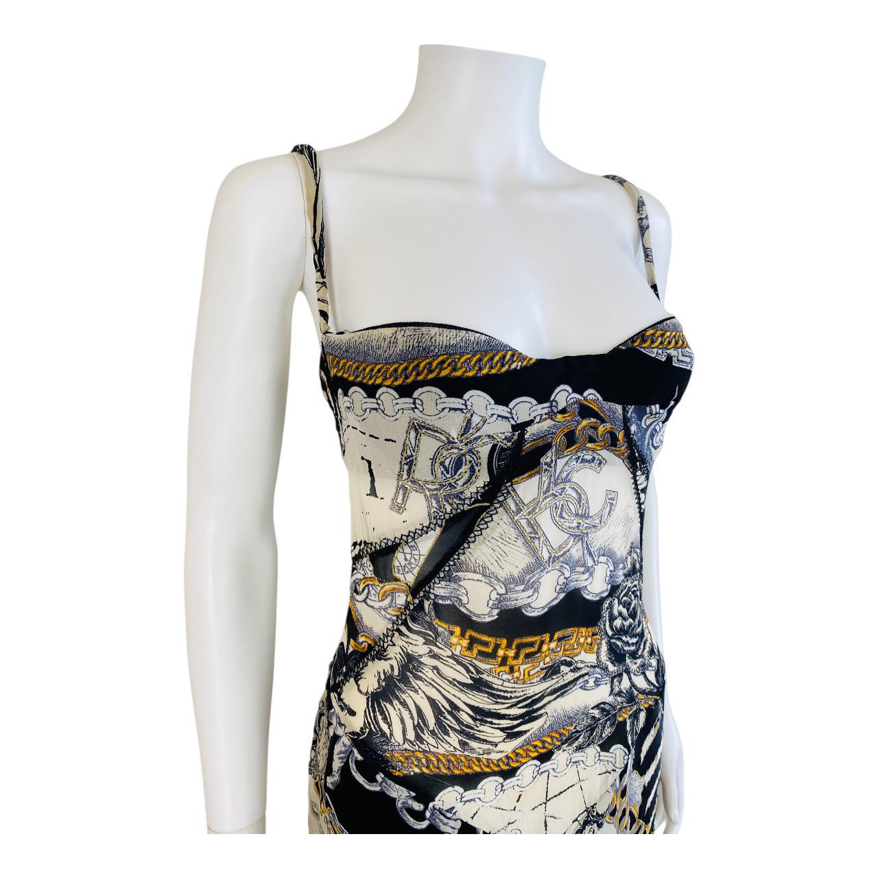 Vintage F/W 2003 Y2K Roberto Cavalli Silk Constellation Dress Gown Lace Up Back In Excellent Condition For Sale In Denver, CO