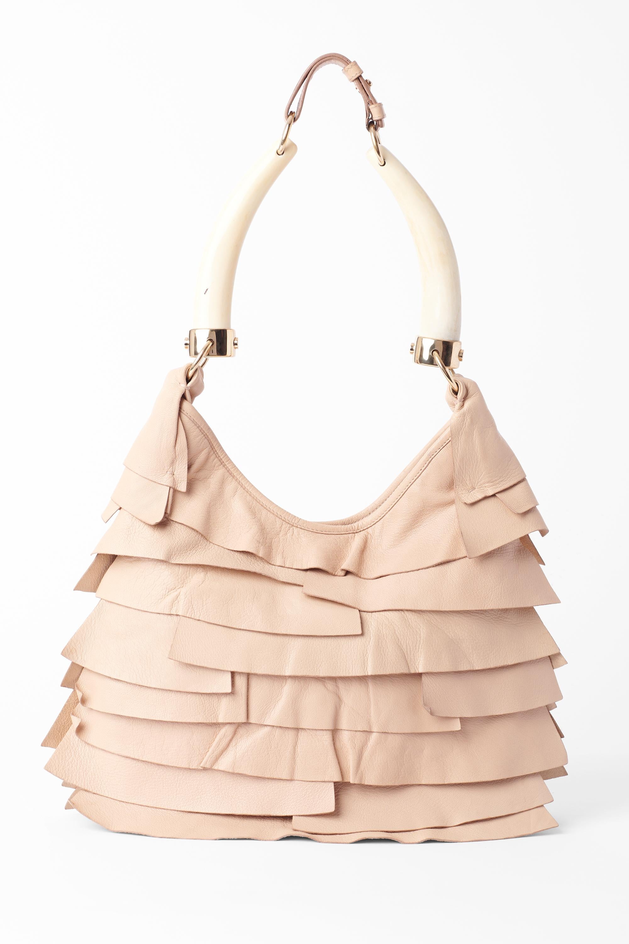 Vintage F/W 2004 Beige St Tropez Ruffled Bag In Excellent Condition For Sale In London, GB