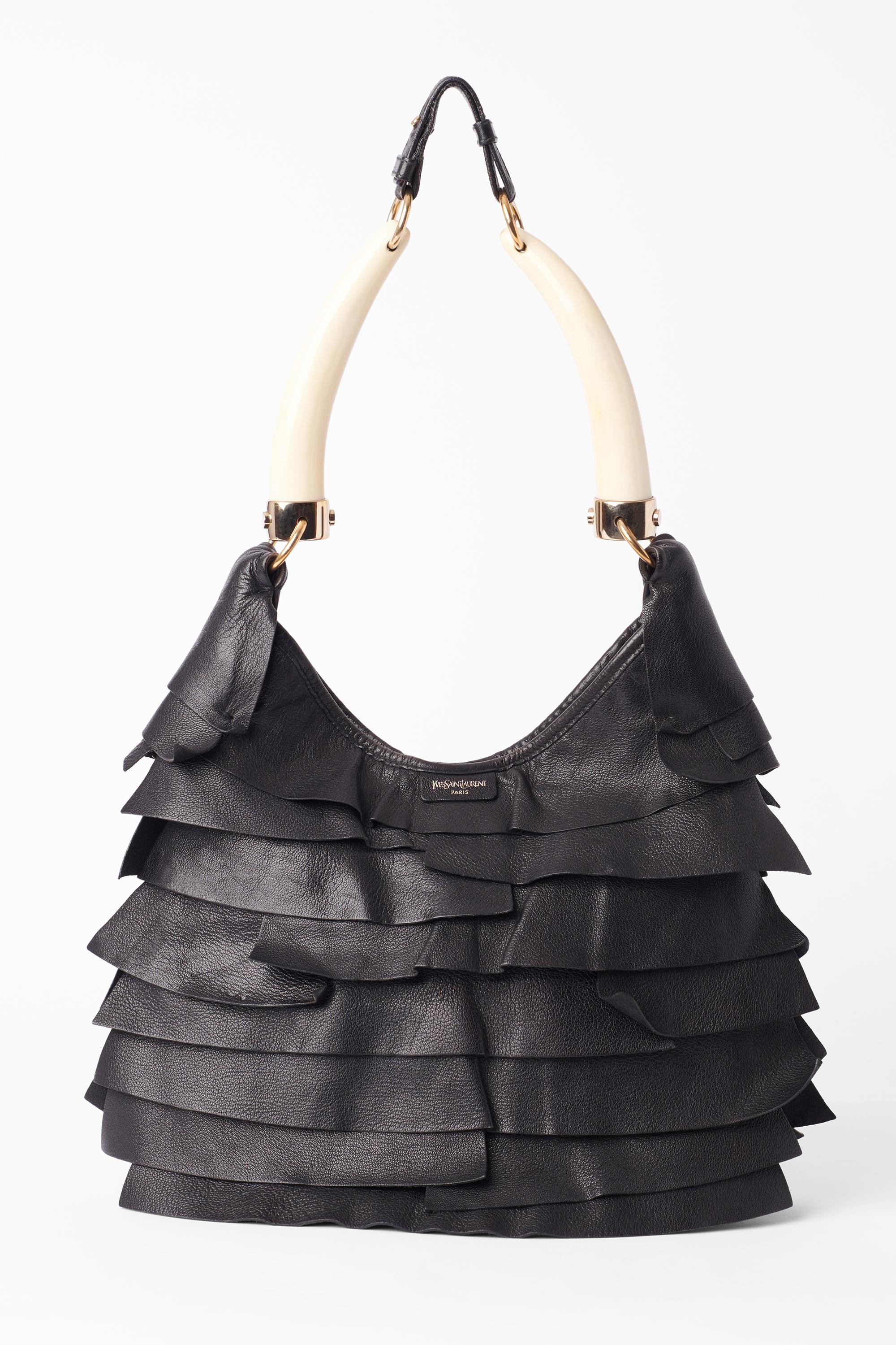 Vintage F/W 2004 Black St Tropez Ruffled Bag In Excellent Condition For Sale In London, GB
