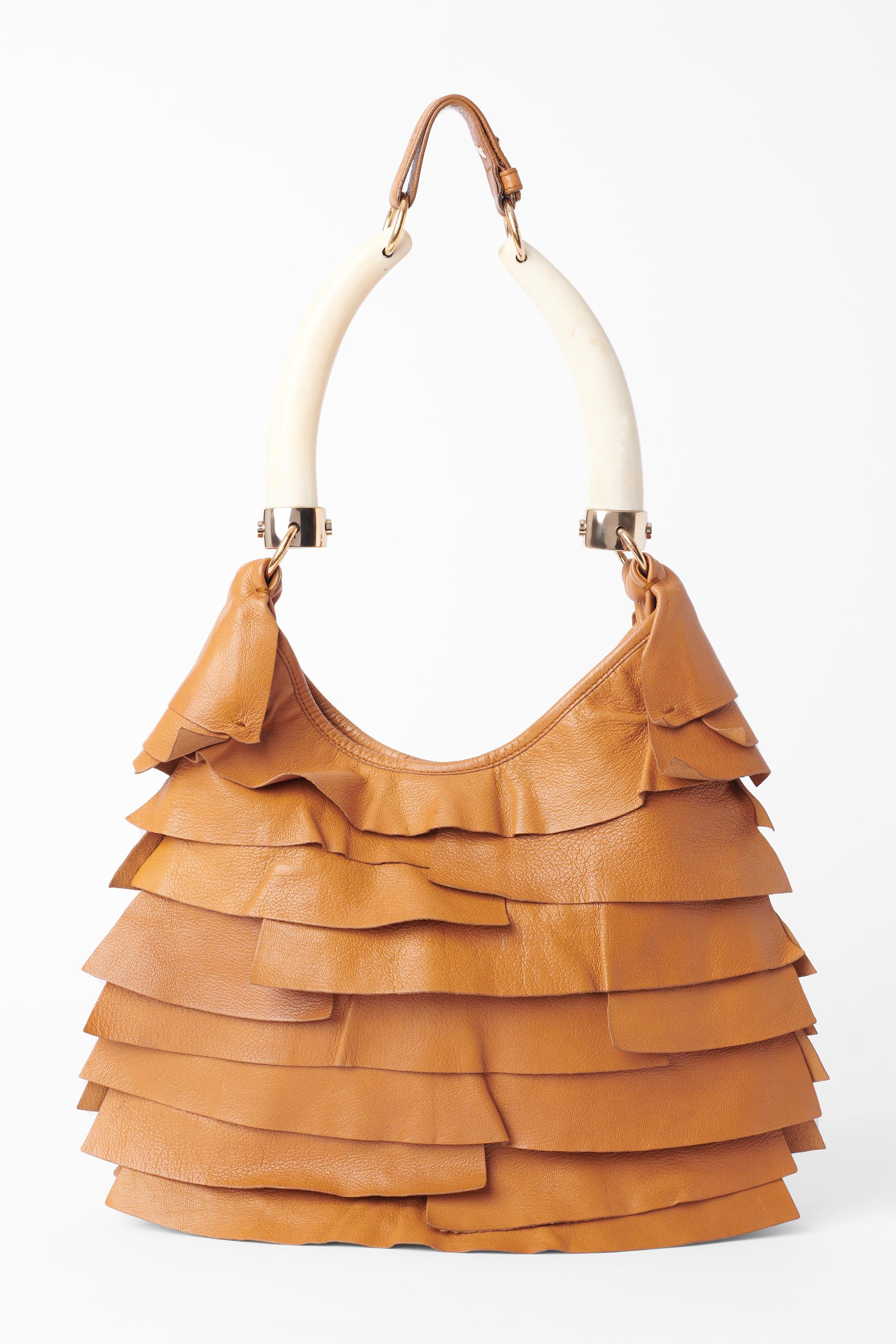 Vintage Yves Saint Laurent by Tom Ford F/W 2004 Camel St Tropez Ruffled ...
