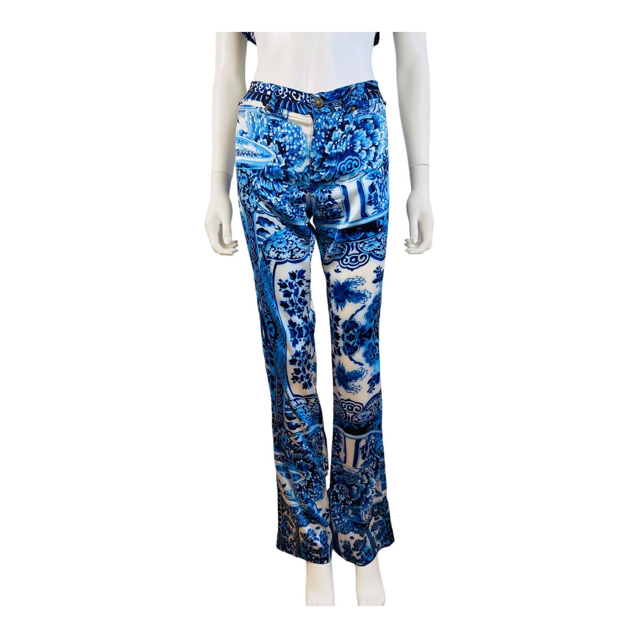 Vintage F/W 2005 Roberto Cavalli Chinoiserie Ming Vase Dragon Pants + 3 Tops For Sale 10