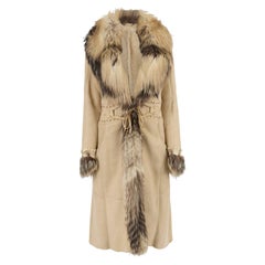 Vintage F/W 2006 Roberto Cavalli Leather Suede & Silver Fox Trim Coat