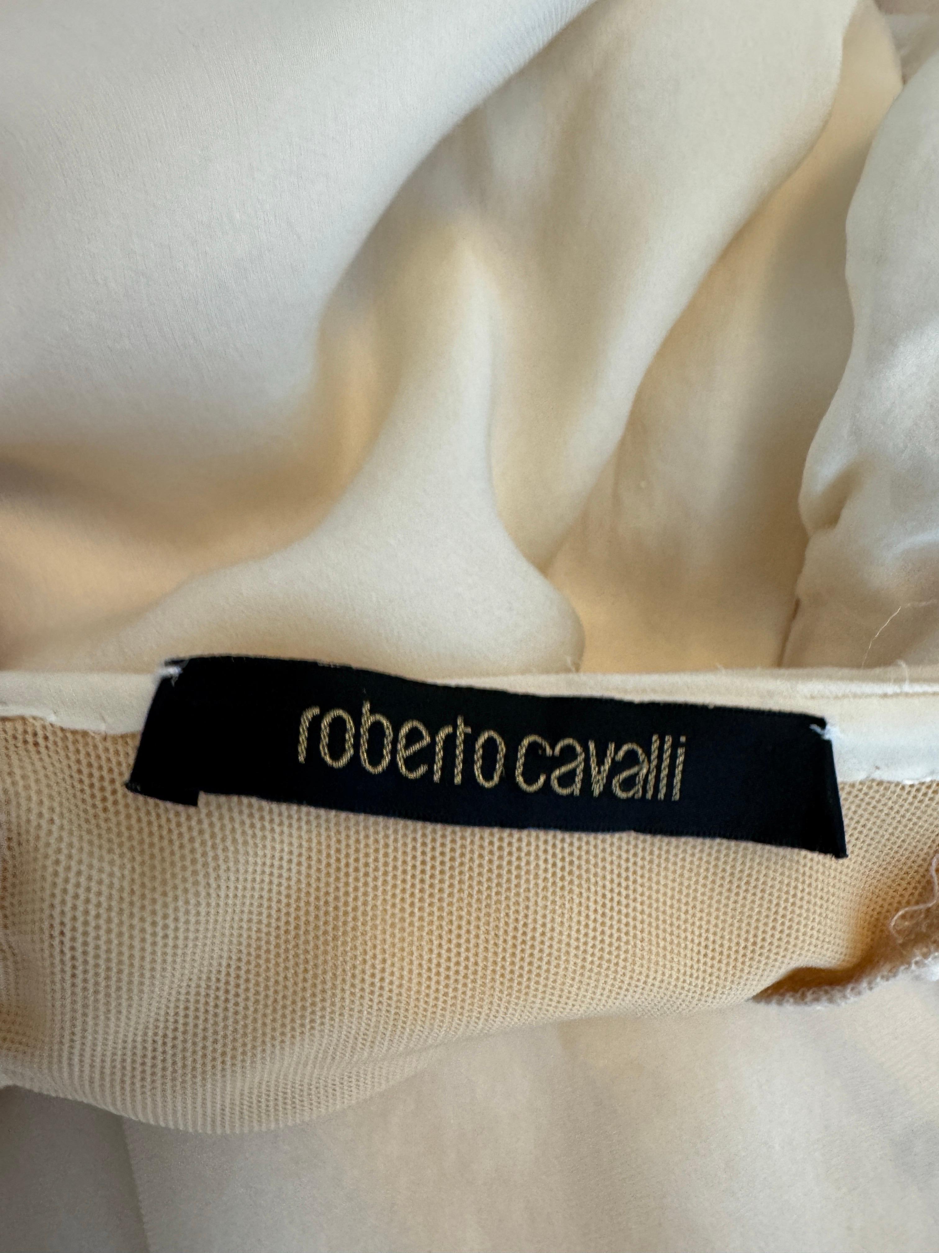 Vintage F/W 2006 Roberto Cavalli White Silk Runway Fan Dress Gown Wedding For Sale 7
