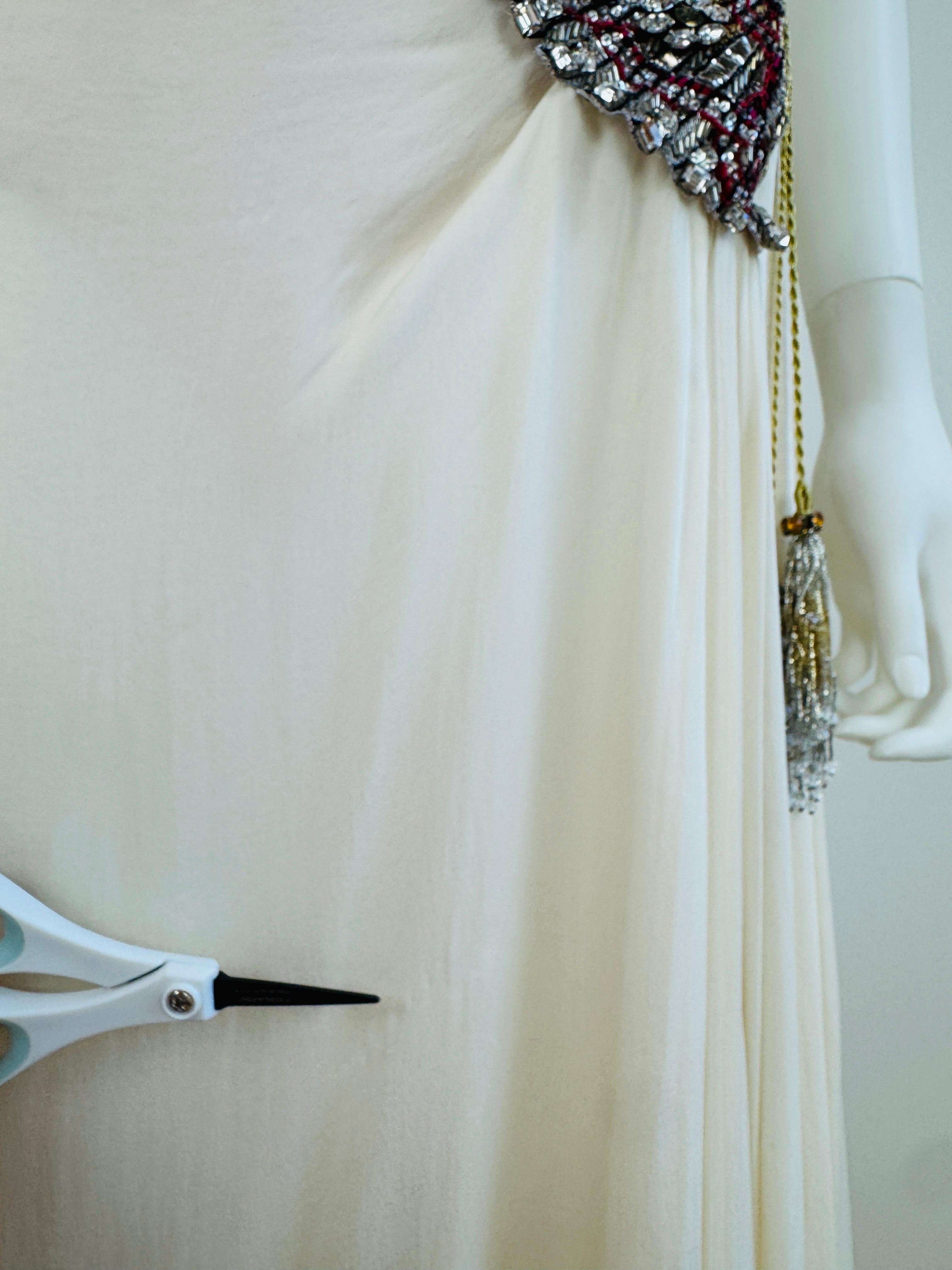 Vintage F/W 2006 Roberto Cavalli White Silk Runway Fan Dress Gown Wedding For Sale 8