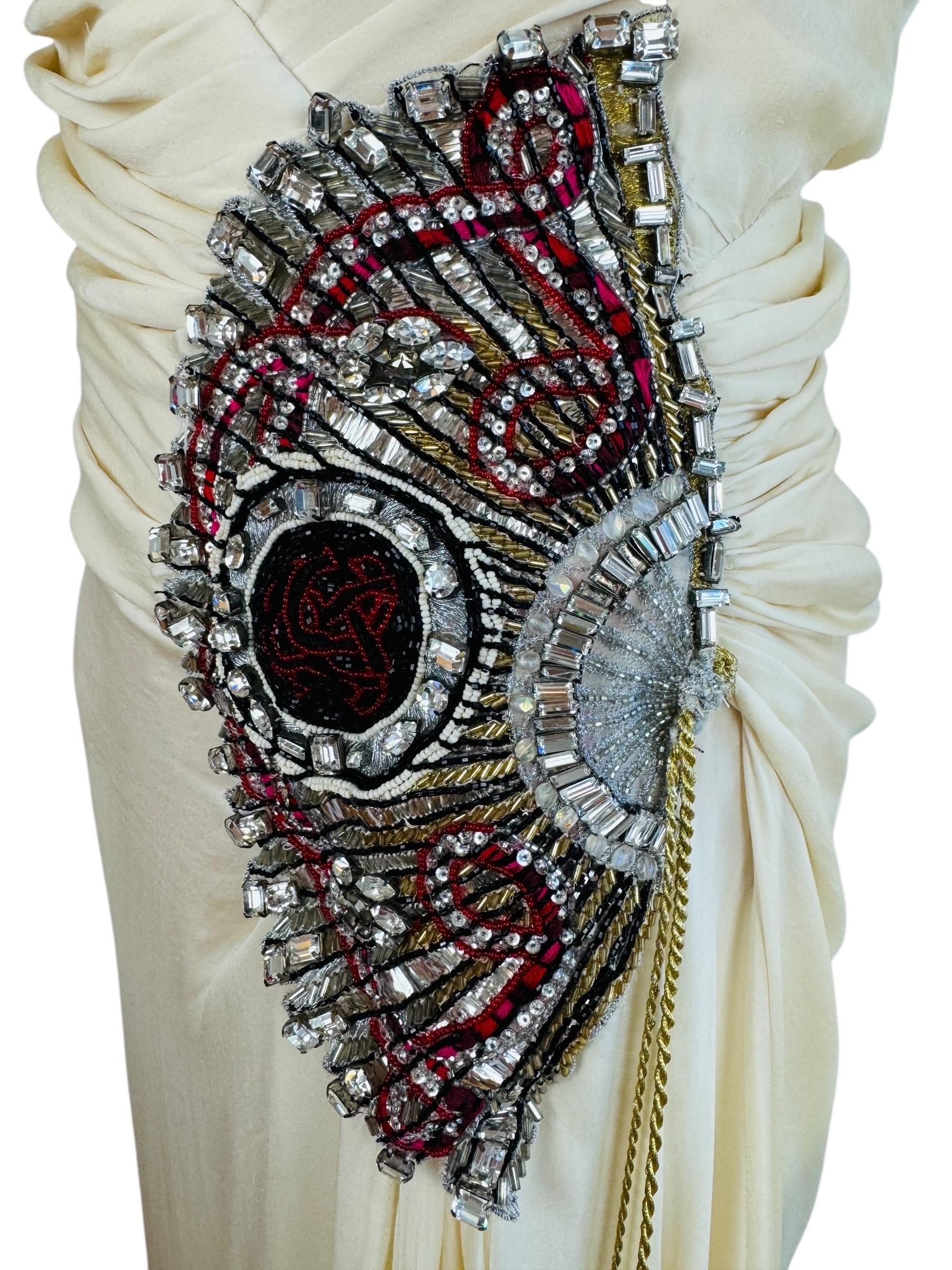 Vintage F/W 2006 Roberto Cavalli White Silk Runway Fan Dress Gown Wedding For Sale 3