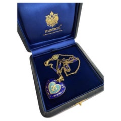 Vintage Faberge by Victor Mayor Enamel Heart Necklace