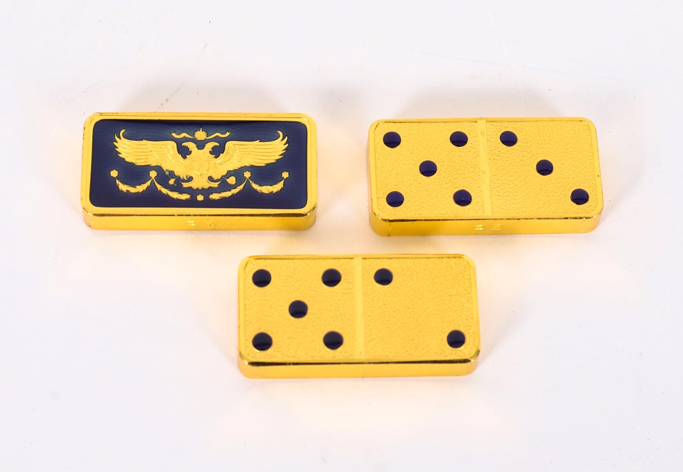 Vintage Faberge Cased Gold Plated Imperial Dominoes Set 20th Century en vente 6