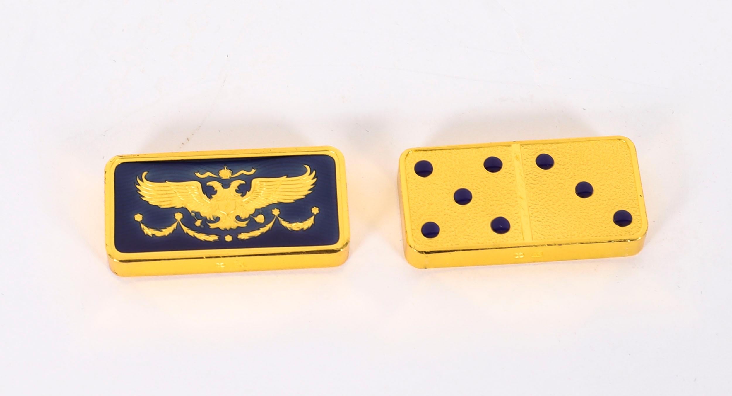 Vintage Faberge Cased Gold Plated Imperial Dominoes Set 20th Century en vente 8
