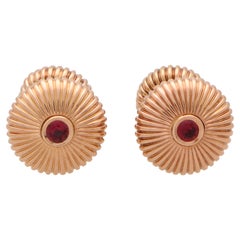  Vintage Faberge 'Colours of Love' Fluted Ruby Cufflinks in 18k Rose Gold