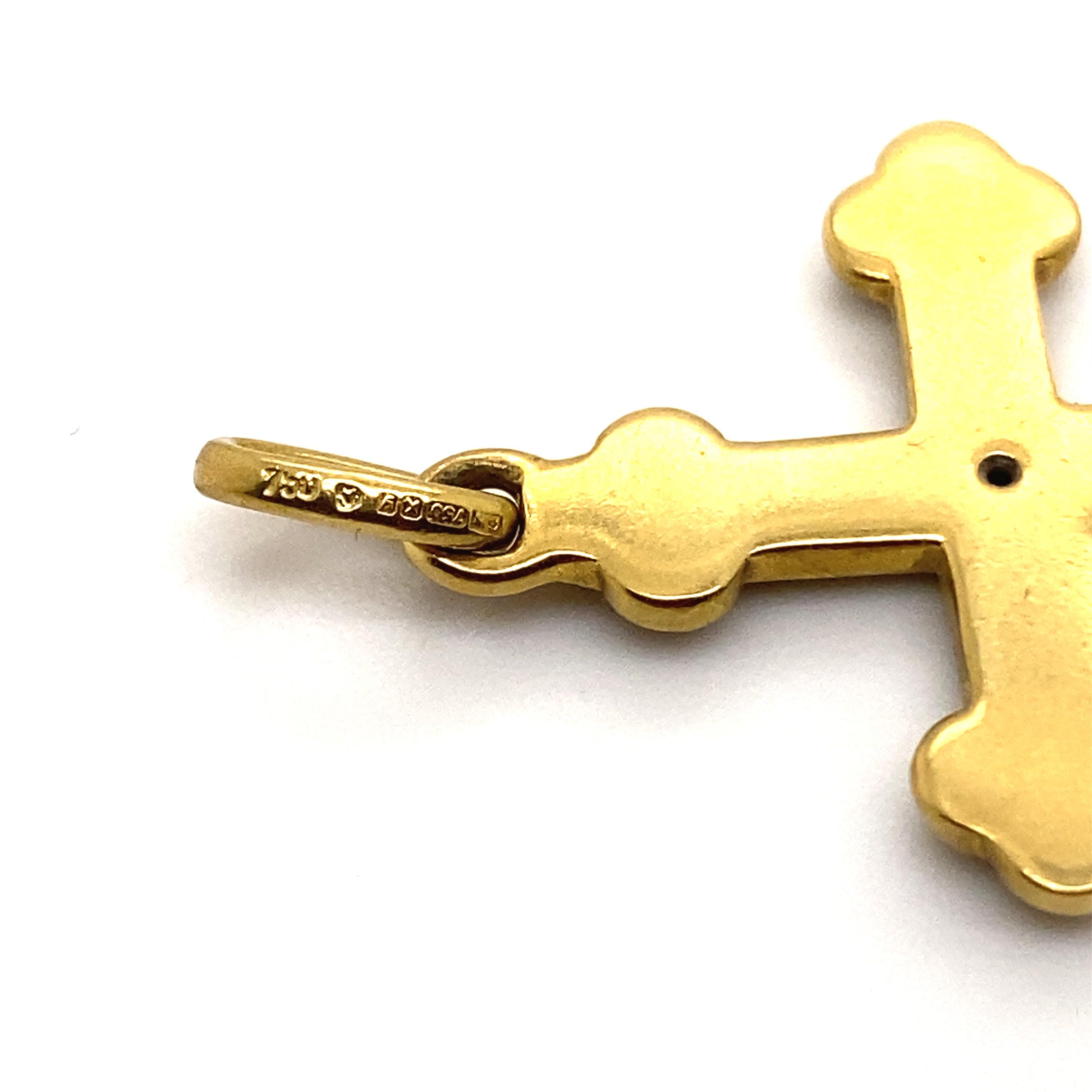Faberg-Kreuz-Anhänger aus 18 Karat Gelbgold mit Diamant und Onyx 2