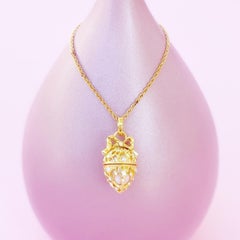 Vintage Faberge Egg Locket Pendant Necklace By Joan Rivers, 1990s