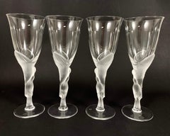 Vintage Fabergé "Snow Doves" Crystal Glasses France, 1960s Dove Stemmed