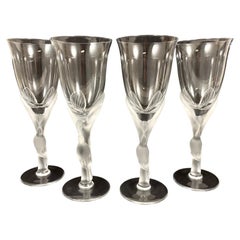 Vintage Fabergé "Snow Doves" Crystal Glasses France, 1960s Dove Stemmed