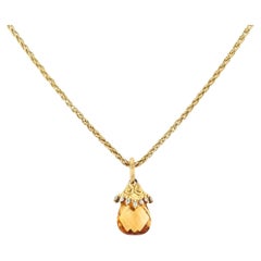Vintage Fabergé Style Briolette Citrine 18k Yellow Gold Necklace
