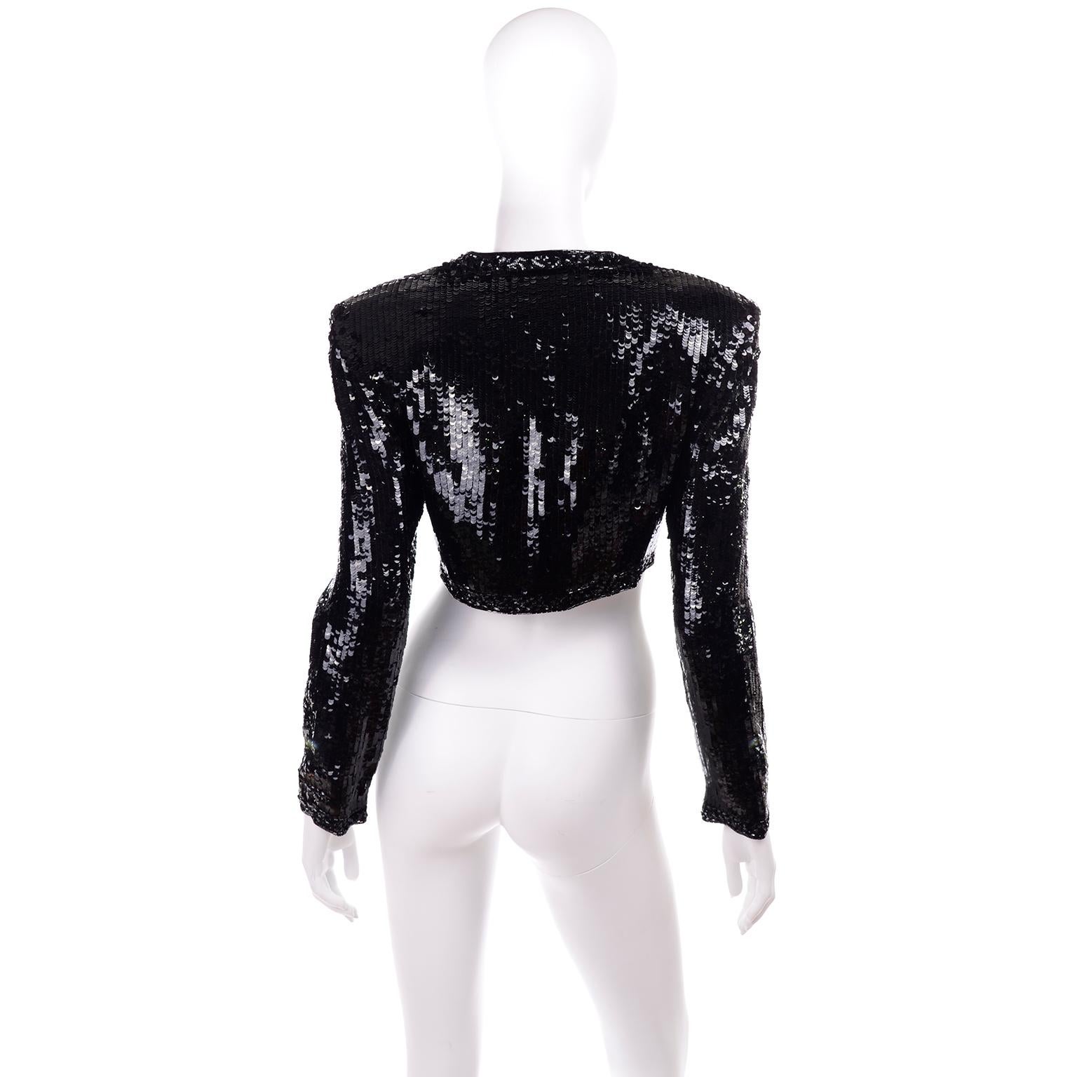 black sequin crop jacket