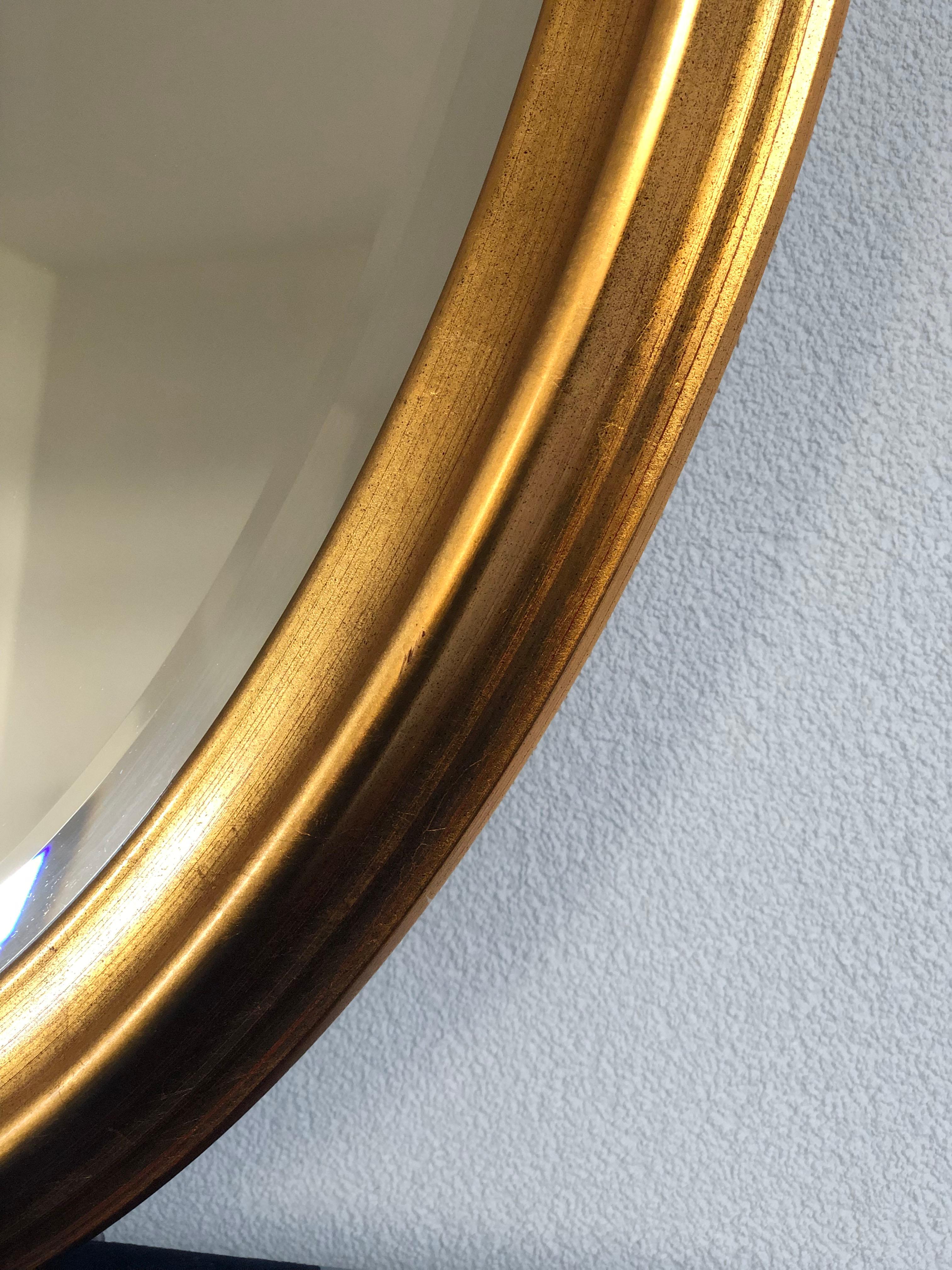 Hollywood Regency Vintage Facet Cut Oval Giltwood Mirror, 1980s