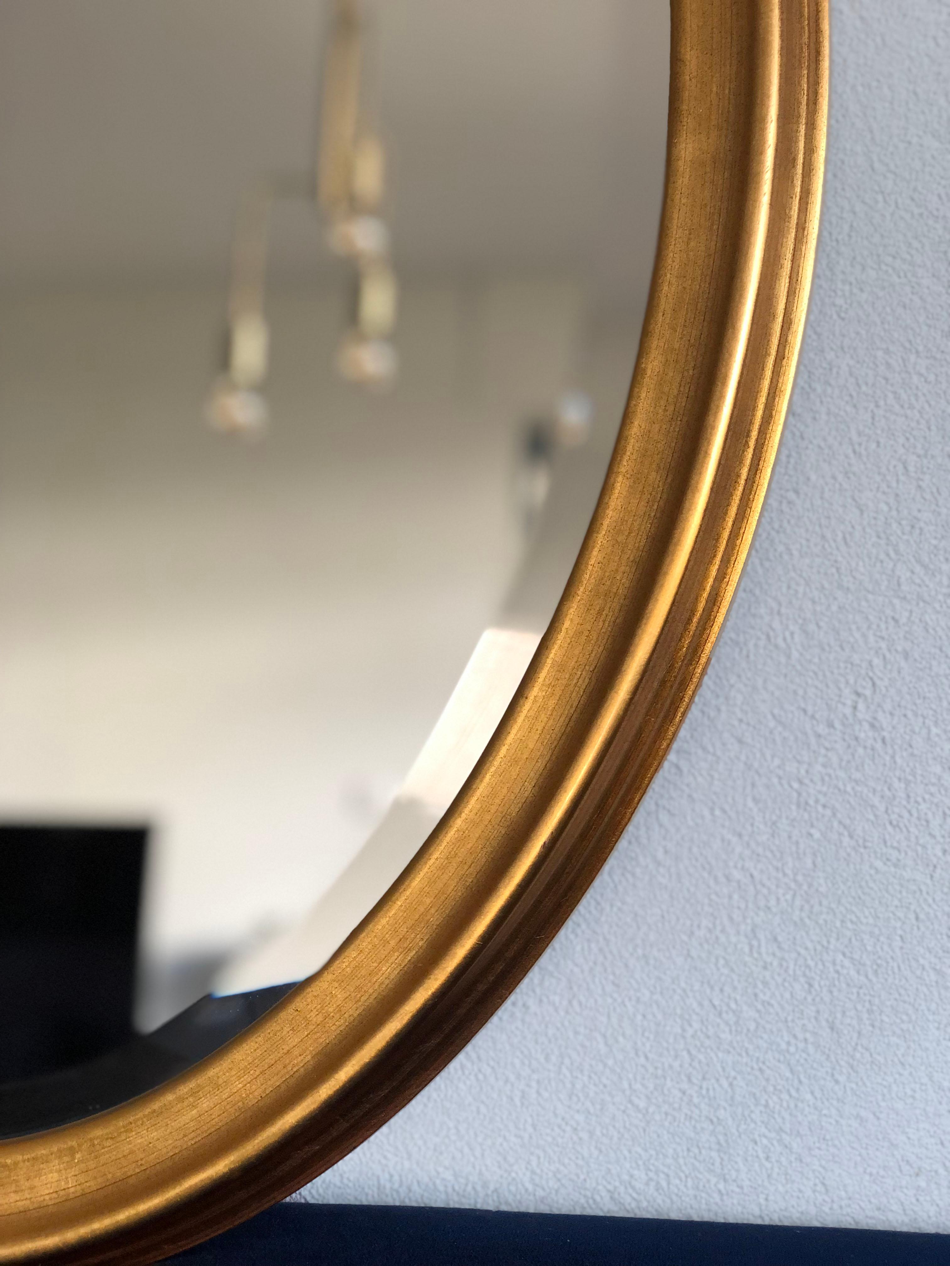 Belgian Vintage Facet Cut Oval Giltwood Mirror, 1980s