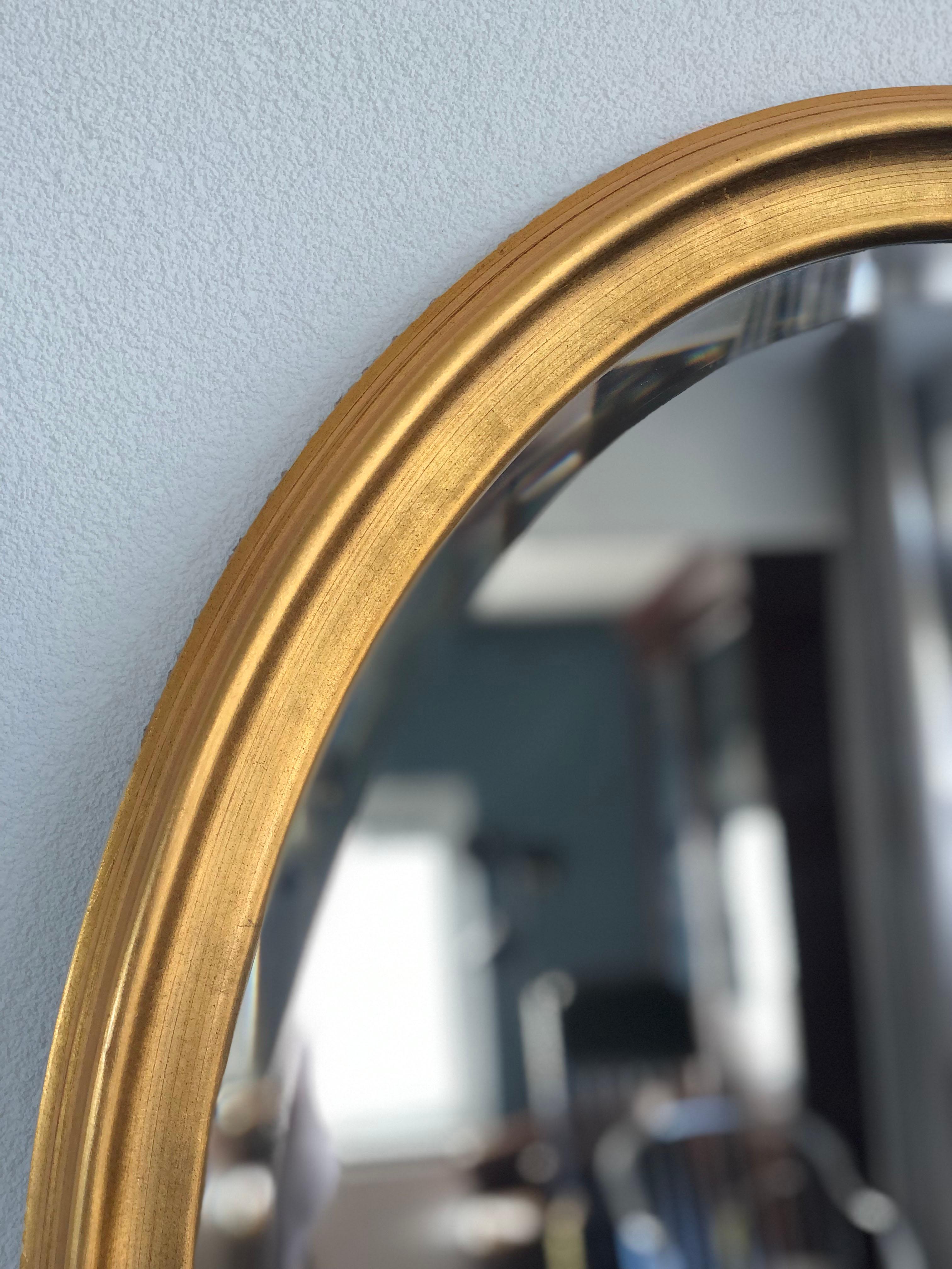 Cut Glass Vintage Facet Cut Oval Giltwood Mirror, 1980s