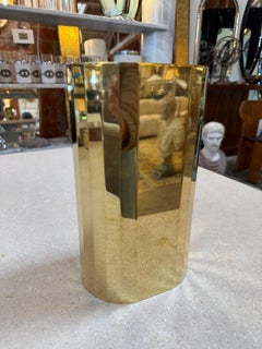 Vintage Faceted Brass Vase / Mid-Century Modern Geometric Vessel