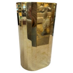 Vintage Faceted Brass Vase / Mid-Century Modern Geometric Vessel